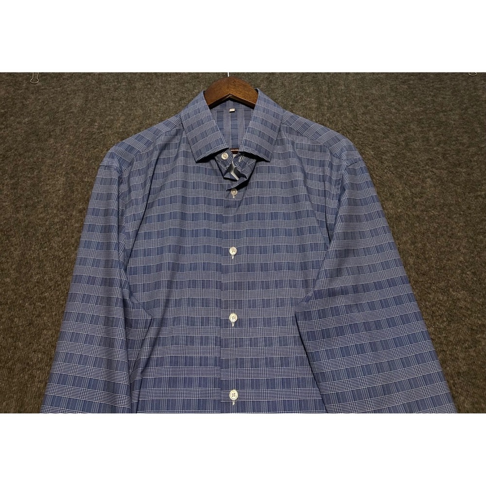 State & liberty button up shirt long sleeve blue check performance size XL